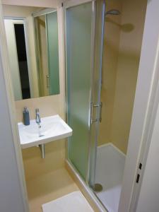 a bathroom with a shower and a sink at Elmontex Air in Mošnov +19 photos