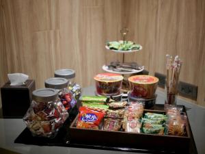 a tray filled with different types of food at Modern Inn in Taichung