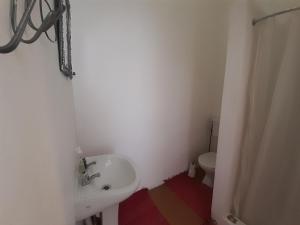 uma casa de banho com um lavatório e um WC em Outsiders B&B em Nieu-Bethesda