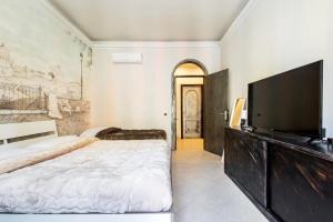 Un dormitorio con una cama grande y un televisor de pantalla plana. en Nikita apartment, en Roma
