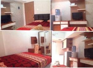 eine Collage mit vier Bildern eines Hotelzimmers in der Unterkunft Sartika Apartment Margonda Residence 2 in Parungmalela