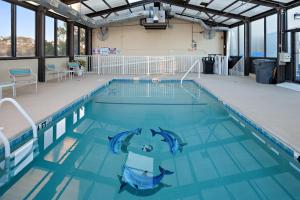 a swimming pool with dolphins in the water at Brighton Suites Hotel in Rehoboth Beach