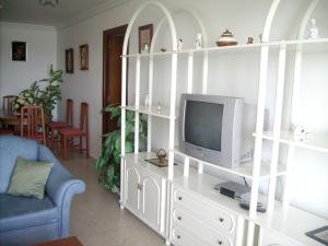 Una televisión o centro de entretenimiento en 2 bedrooms appartement at Nerja 80 m away from the beach with sea view furnished terrace and wifi