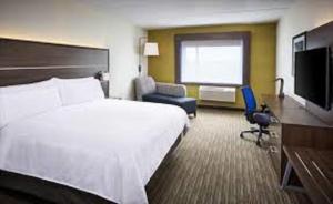 um quarto de hotel com uma cama grande e uma televisão em Holiday Inn Express McComb, an IHG Hotel em McComb
