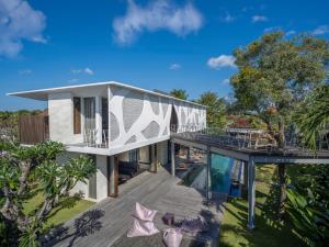 an aerial view of a house with a deck at Villa Issi by Elite Havens in Seminyak