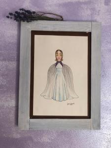a drawing of a woman in a dress in a frame at Apartamenty Lavender Hill in Wisła