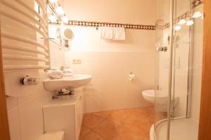 グライナウにあるEnzianのバスルーム(トイレ、洗面台、シャワー付)