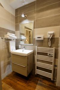 bagno con lavandino e specchio di Appart'Hôtel Sainte Trinité a Troyes