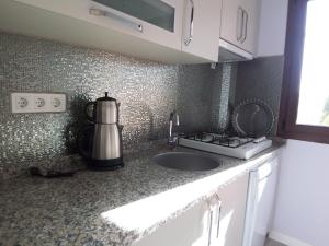 Кухня или мини-кухня в izmir Tatil Evi Beach Resort Seferihisar
