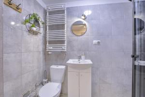 a bathroom with a toilet and a sink at Siedlisko Krasna in Świeradów-Zdrój +21 photos