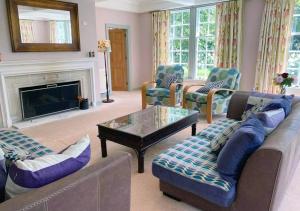 sala de estar con sofás y chimenea en Tipapa Estate en Scargill