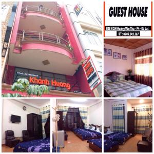 un collage de fotos de un hostal con una cama y un hostal en Hostel Khanh Hương 2 en Dalat