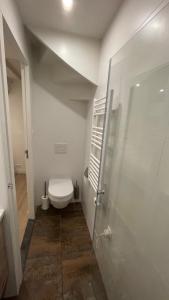 a white bathroom with a toilet in a room at Stylish house in the heart of Breda city center in Breda +14 photos