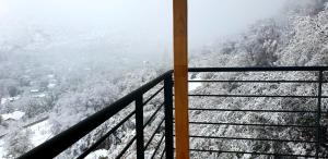 Pokój z widokiem na pokrytą śniegiem górę w obiekcie Cordillera Flora endógena Bosque Esclerófilo w mieście San José de Maipo
