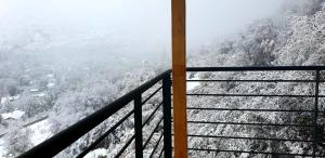 Zimmer mit Blick auf einen schneebedeckten Berg in der Unterkunft Cordillera Flora endógena Bosque Esclerófilo in San José de Maipo