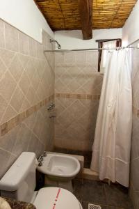 La salle de bains est pourvue de toilettes et d'un lavabo. dans l'établissement Hotel Norte Rupestre, à Tilcara