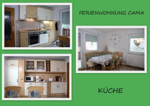 un collage de fotos de una cocina y un comedor en Cama, en Schuttertal