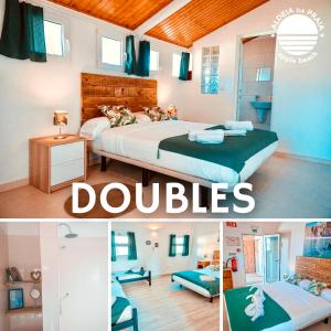 uma colagem de fotografias de um quarto com duas camas em Oasis Backpackers Hostel Sintra Surf em Sintra