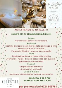 a flyer for a christmas dinner party at Hotel Augustus in Fano