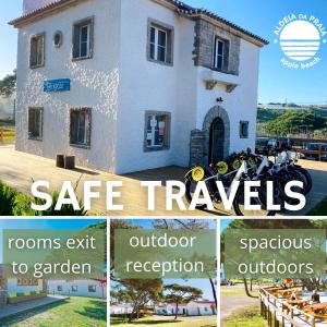 un collage de photos d'une maison blanche dans l'établissement Oasis Backpackers Hostel Sintra Surf, à Sintra