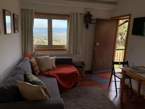 布拉加的住宿－Cavado's heights Braga，带沙发和大窗户的客厅