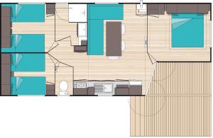 planta de una casa en Charmant camping Familiale 3 Etoiles vue 360 plage piscine à débordement empl XXL, en Labeaume