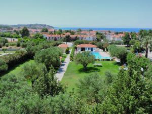 an aerial view of a park with a swimming pool at Julia Hotel in Fourka