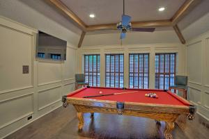 a pool table in a room with a ceiling at Family-Friendly Home with Pool Table, Patio, and Grill in McKinney
