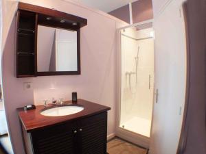 een badkamer met een wastafel en een douche bij Maunoury Citybreak in Chartres