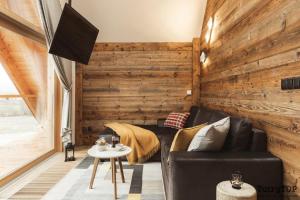 Televízia a/alebo spoločenská miestnosť v ubytovaní Apartament Stary Drewniany Białka Ski Resort -obok Termy Bania i Kotelnica