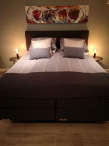 1 cama grande con 2 almohadas encima en De Eppenbeek, en Swalmen