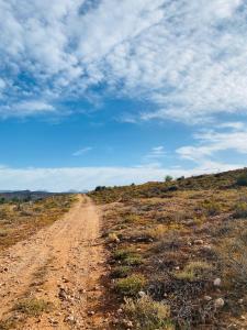 a dirt road in the middle of a field at Die Kliphuisie in Oudtshoorn