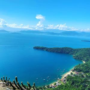 a view of a large body of water with trees at Pousada Recanto da Ana Alice in Abraão