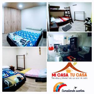 a collage of pictures of a room with a bed at Mi Casa, Tu Casa-Hostal Tunja-Boyaca in Santa Rosa de Viterbo