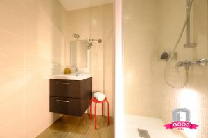 een badkamer met een wastafel en een douche bij Au verger in Orléans