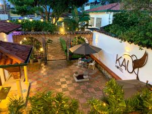 an overhead view of a patio with an umbrella at Kau Hotel in La Mesa