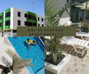 a collage of photos of a resort with a swimming pool at Sol de Paracas Apart Hotel Pisco in Pisco