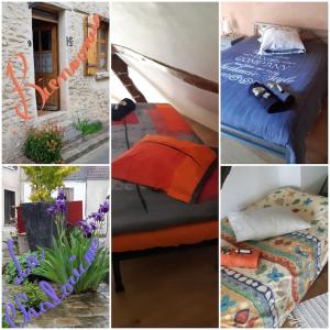 un collage de fotos de un dormitorio y una cama en Maison de 2 chambres avec wifi a Chalo Saint Mars, en Châlo-Saint-Mars