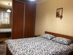 キーウにあるKyiv Apartment on Peremohy Avenue 16 daily rentのベッドルーム1室(枕2つ付)