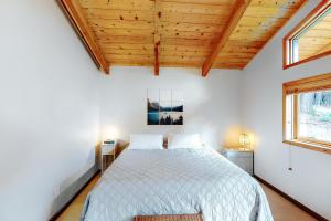 Un pat sau paturi într-o cameră la Northwoods Dream Retreat