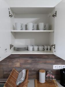 Kuchyň nebo kuchyňský kout v ubytování Apartmány Marie Jáchymov