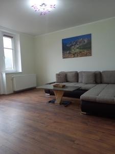 a living room with a couch and a table at Apartmány Marie Jáchymov in Jáchymov