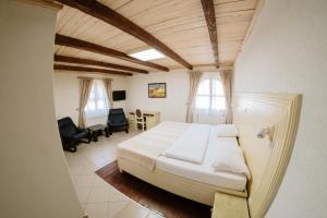 a bedroom with a bed and a table and chairs at Hotel Etno Centar Balasevic in Boljevac