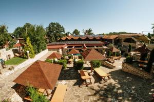 an aerial view of a house with a patio at Hotel Etno Centar Balasevic in Boljevac