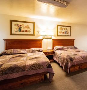 ein Hotelzimmer mit 2 Betten und einer Lampe in der Unterkunft Sands Motel in Cheyenne