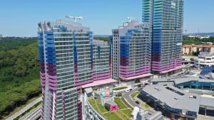 an aerial view of tall buildings in a city at Maslak Aparts in Istanbul