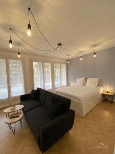 - une chambre avec un lit et un canapé dans l'établissement Espace Cocooning, à Chamalières