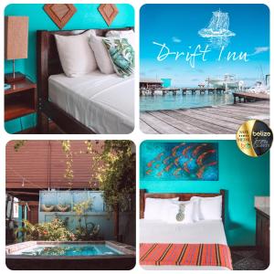 a collage of four pictures of a hotel room at Drift Inn San Pedro in San Pedro