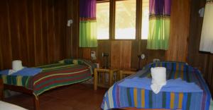 a room with two beds and a window at Esquinas Rainforest Lodge in Golfito