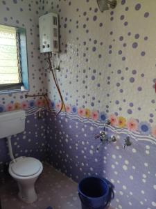 阿利鲍格Gulmohar Cottages - Home Stay in Alibag的一间带卫生间的浴室和一个带波卡点的墙壁 更多19张照片